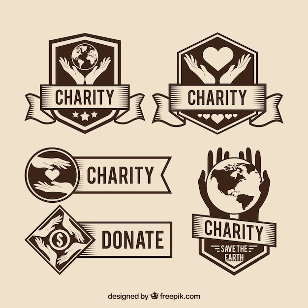 Labels of donation in retro style