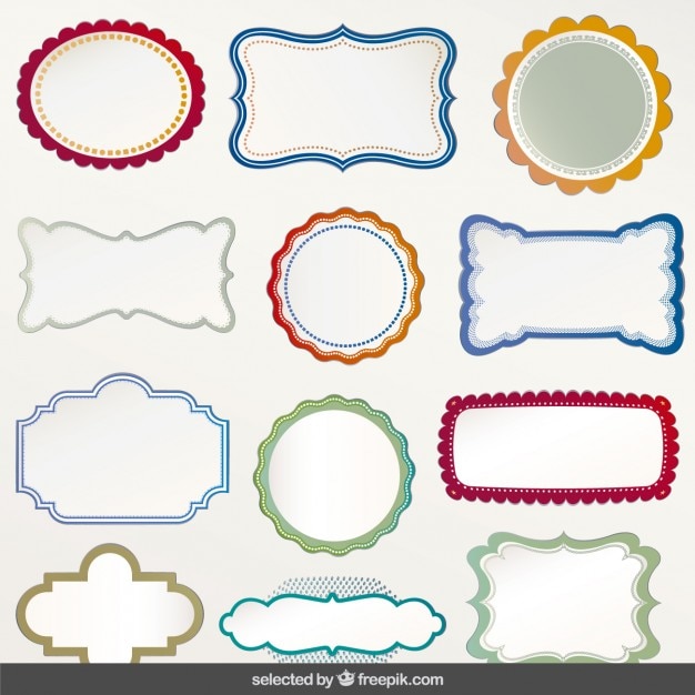 Free vector labels with colorful outline