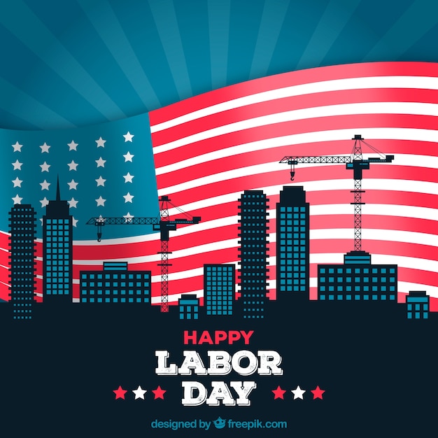 Labor day background with city