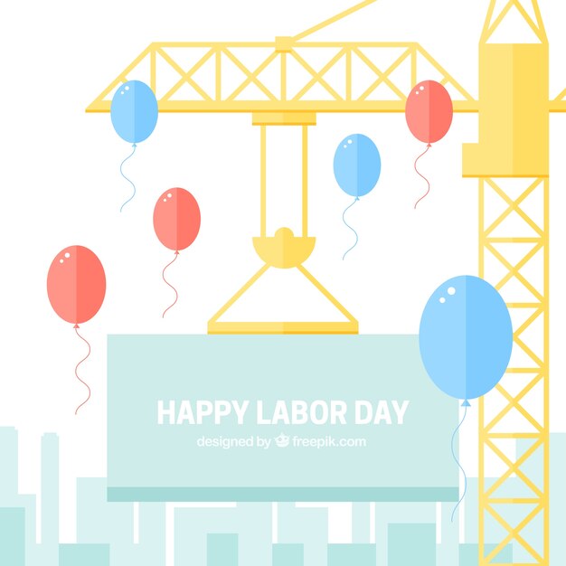 Labor day background with crane and balloons