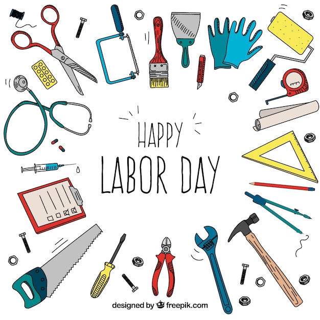 Labor day background with different tools