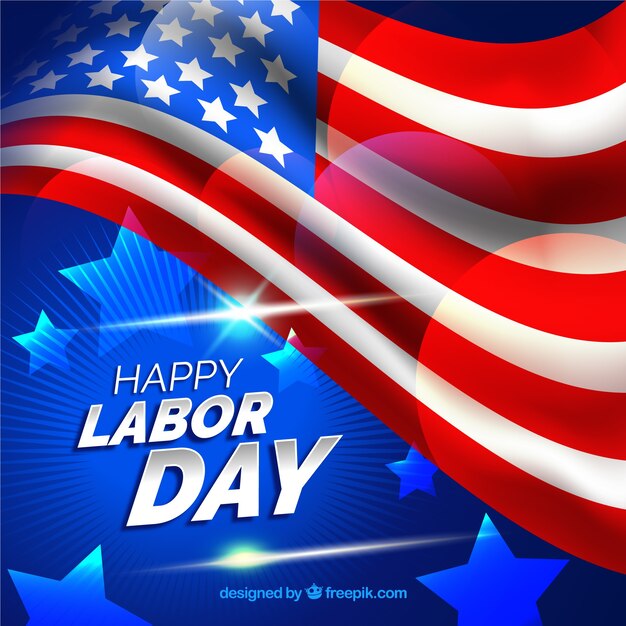 Labor day background with flag in realistic style