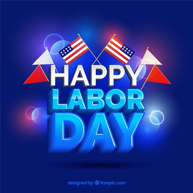 Labor day background with flags in realistic style