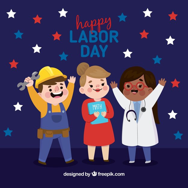 Labor day background with happy workers