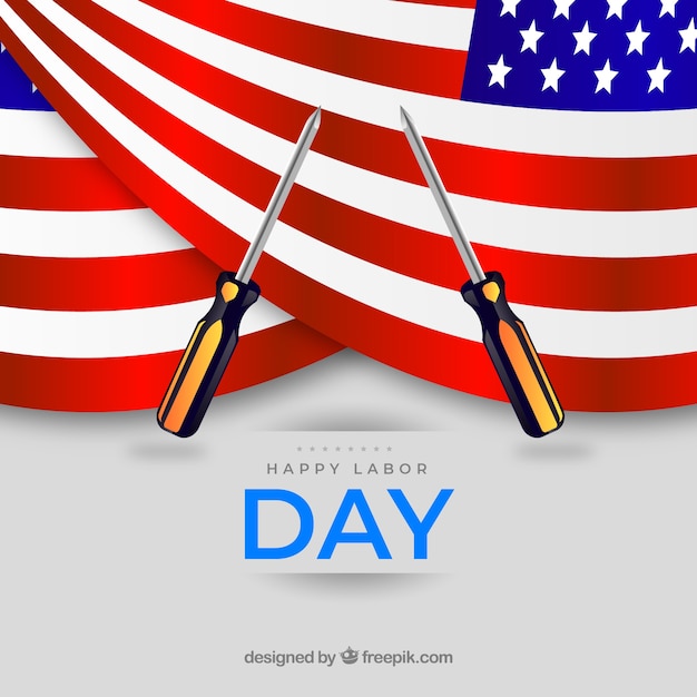 Free vector labor day background with realistic flags