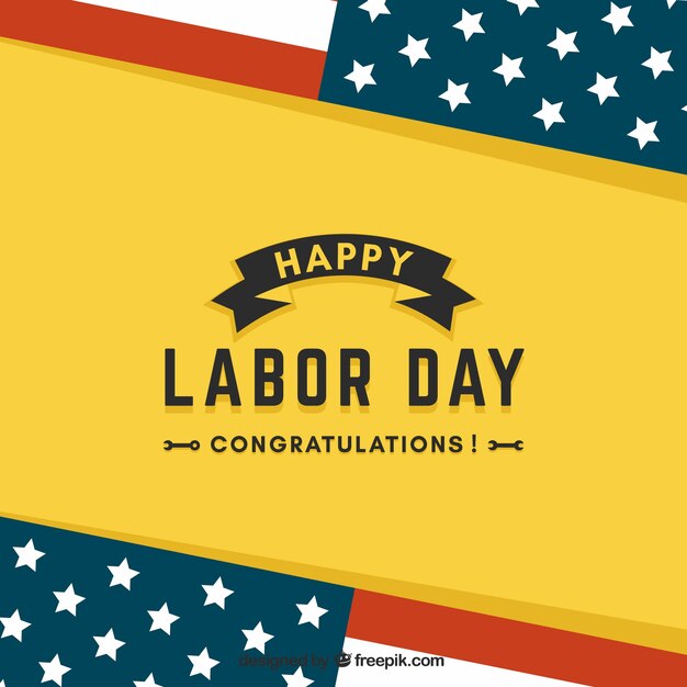 Labor day background with ribbon and flag