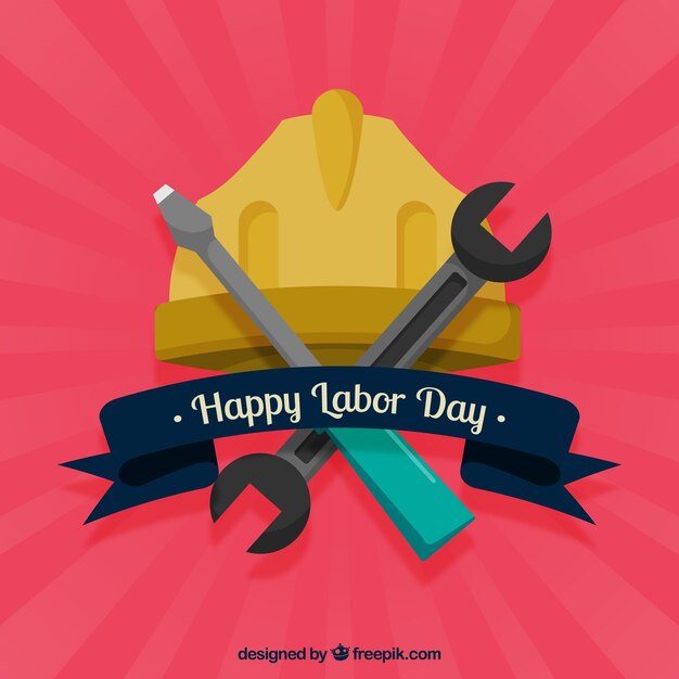 Free vector labor day background with tools and helmet