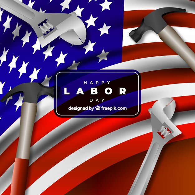 Free vector labor day background with tools in realistic style