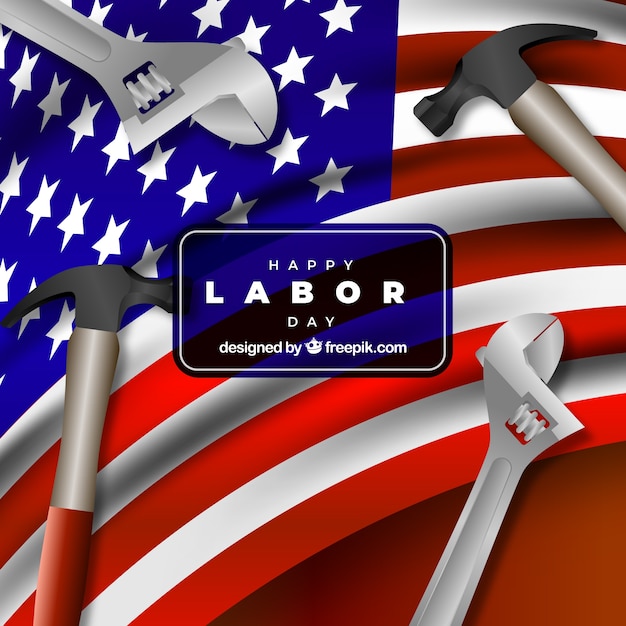 Labor day background with tools in realistic style