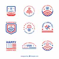 Free vector labor day badge collection with flat design