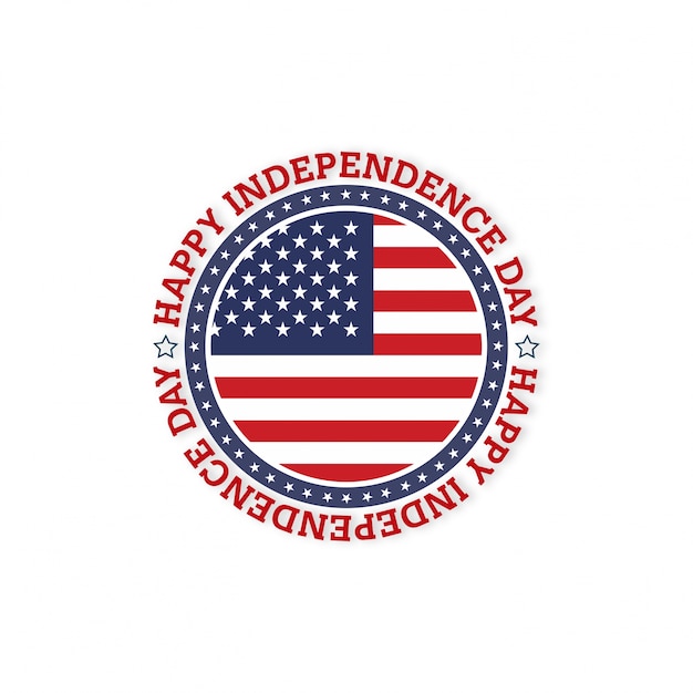 Vettore gratuito bandiera americana circle with typography happy independence day