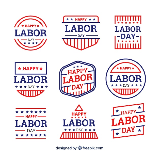 Free vector labor day badges collection in flat style