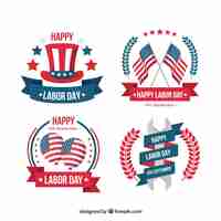 Free vector labor day badges collection in flat style
