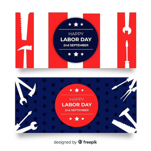 Free vector labor day banner flat design