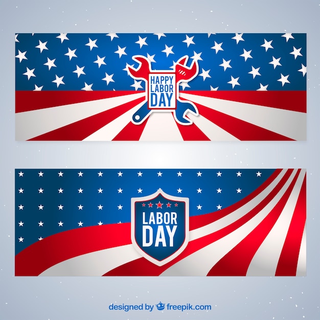 Free vector labor day banners in flat style