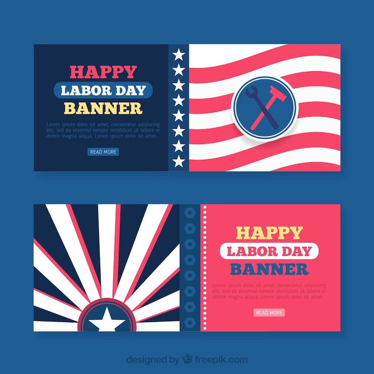 Free Vector labor day banners in flat style