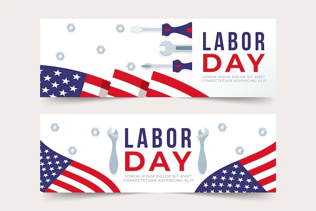 Free vector labor day banners pack theme