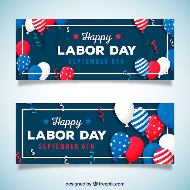 Free vector labor day banners with balloons