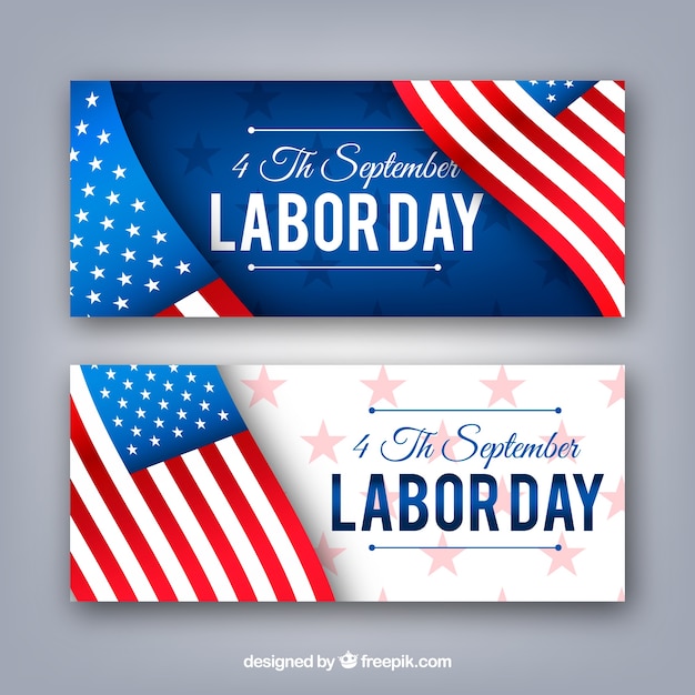 Labor day banners with flag