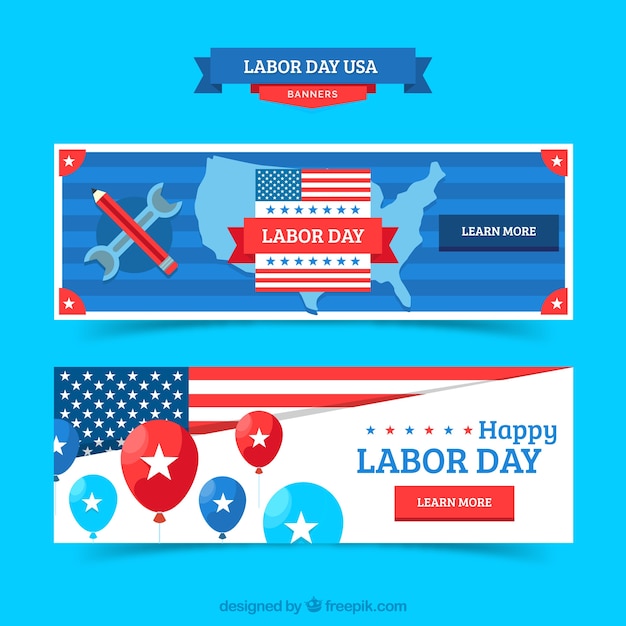 Labor day banners with flat design