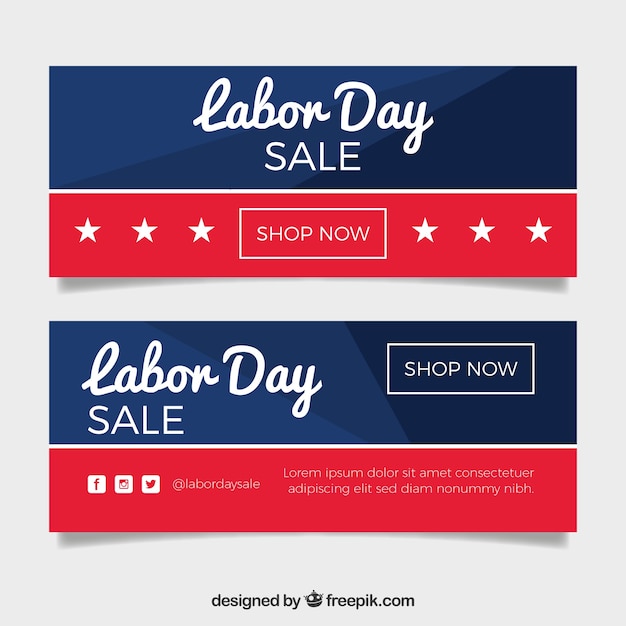 Labor day banners with flat edsign