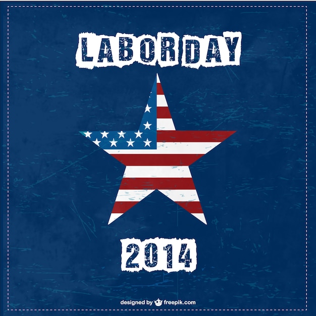 Labor day card with american star