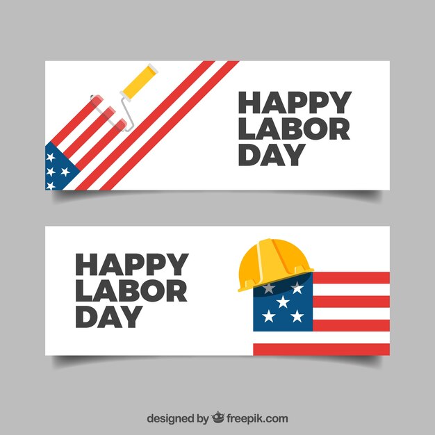 Labor day celebration banners with flat design