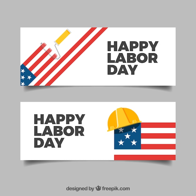 Labor day celebration banners with flat design