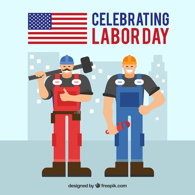 Free vector labor day composition with construction worker