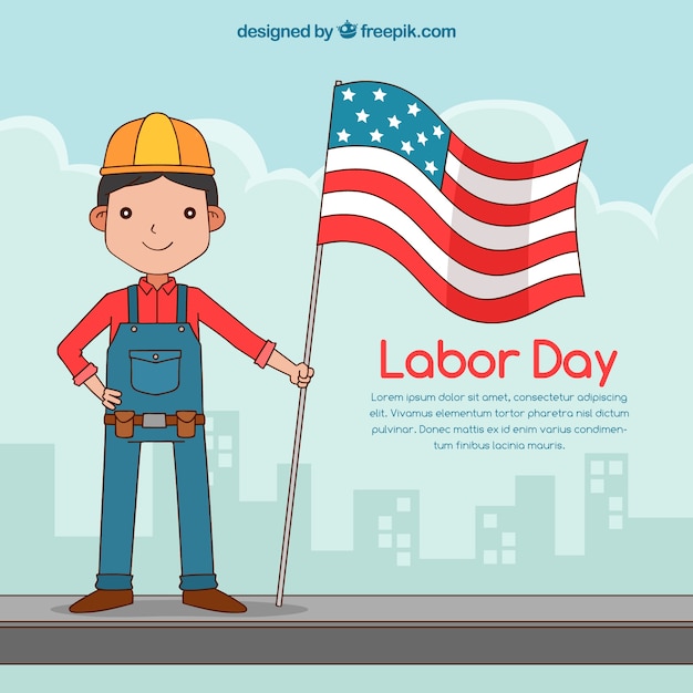 Free vector labor day composition with hand drawn worker