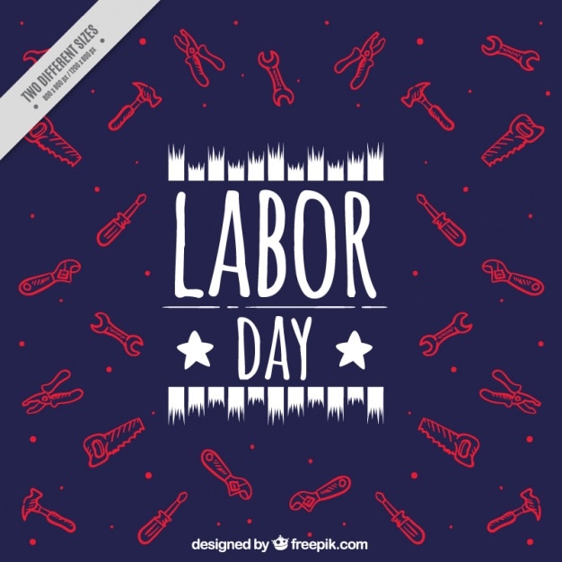 Free vector labor day dark background with drawings of tools