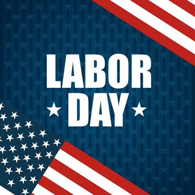 Labor day design and American flags