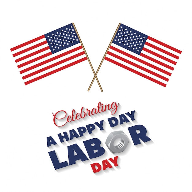 Labor day design with flags