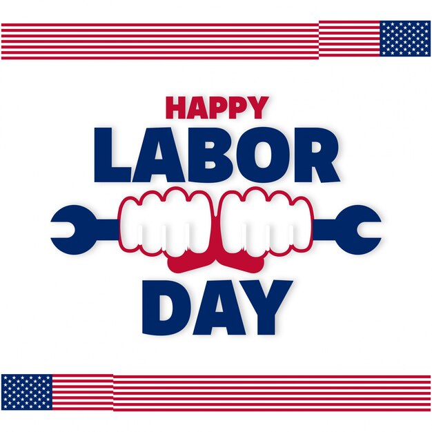 Labor day design with hands holding wrench