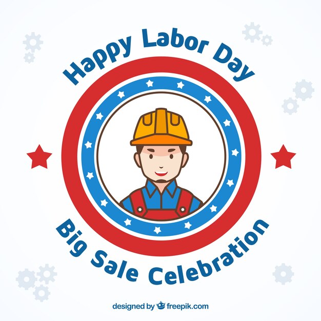 Labor day design with worker badge