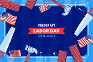 Free vector labor day hand drawn flat background