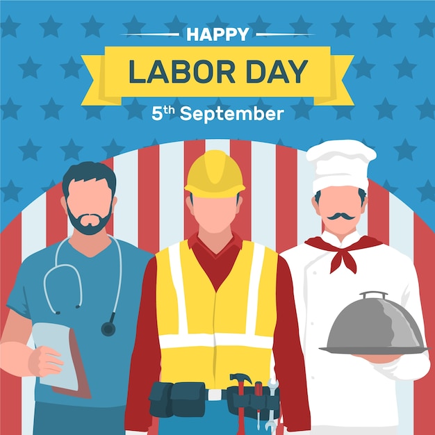 Free vector labor day hand drawn flat illustration