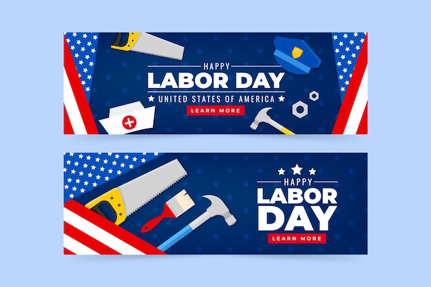 Free vector labor day horizontal banners set