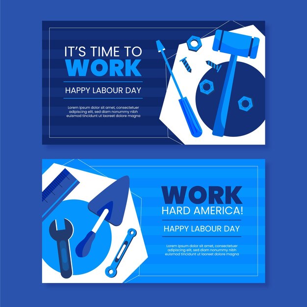 Free vector labor day horizontal banners set