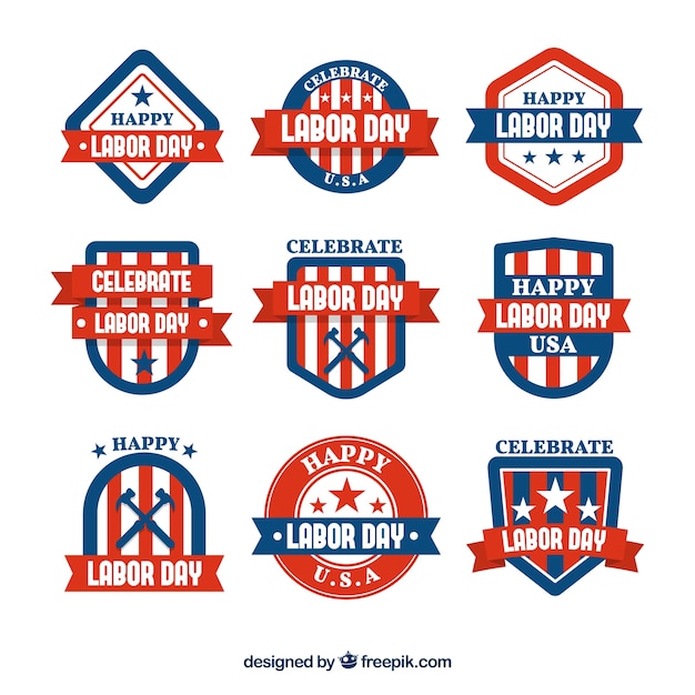 Free vector labor day label collection