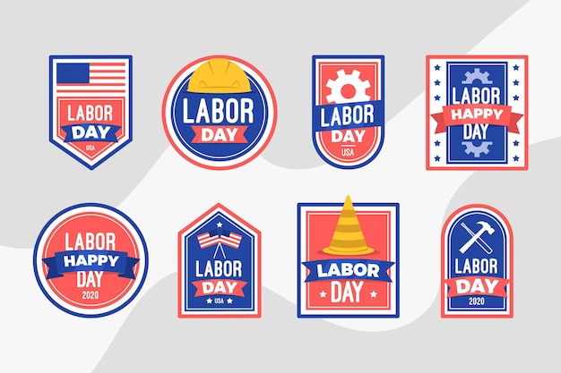 Free vector labor day label collection