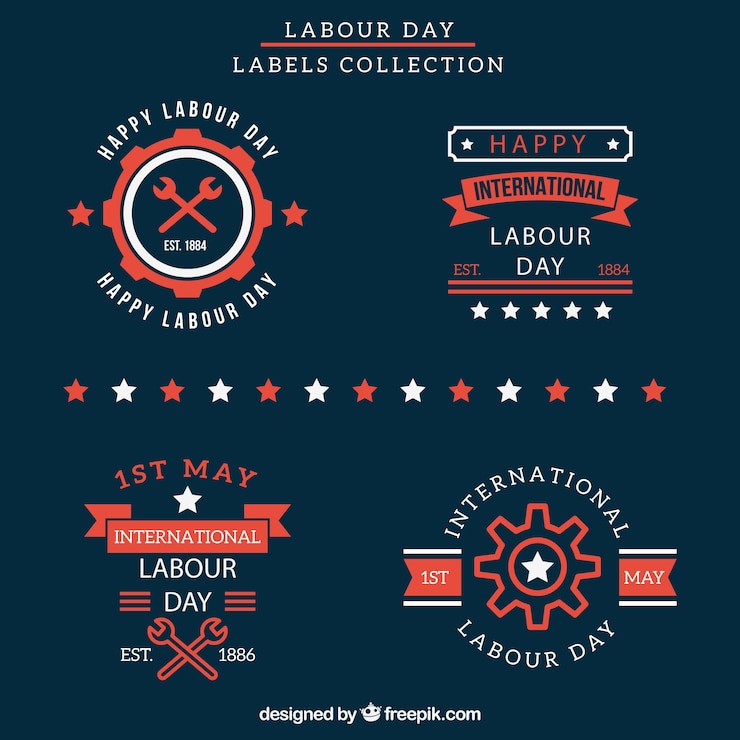 Free Vector labor day labels collection