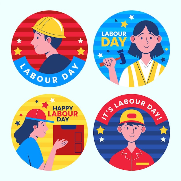 Free vector labor day labels collection