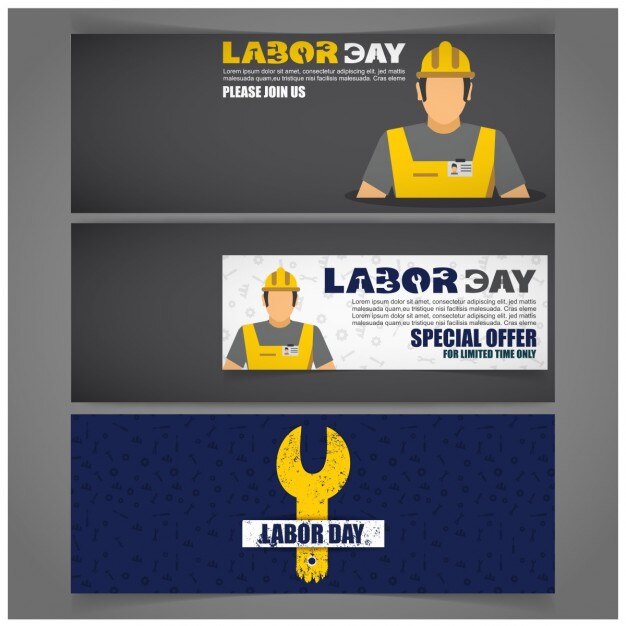Free Vector labor day offer banners