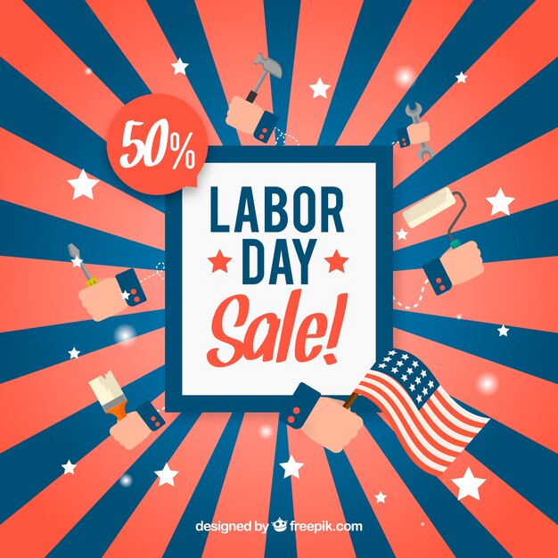 Labor day sale background in flat style