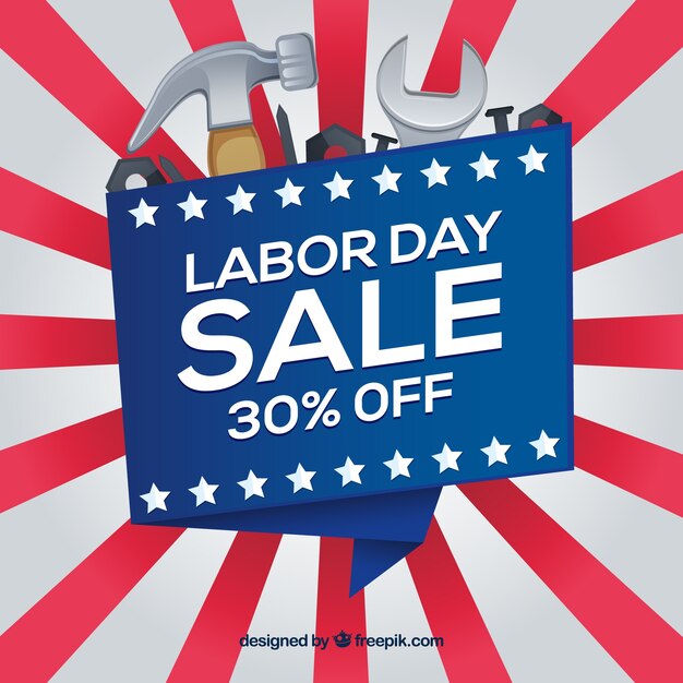 Labor day sale background in flat style