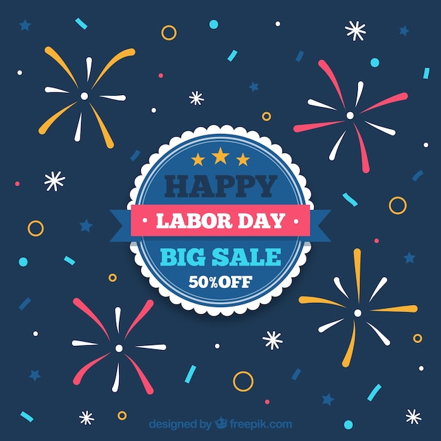 Бесплатное векторное изображение Праздничный рабочий день с фейерверком