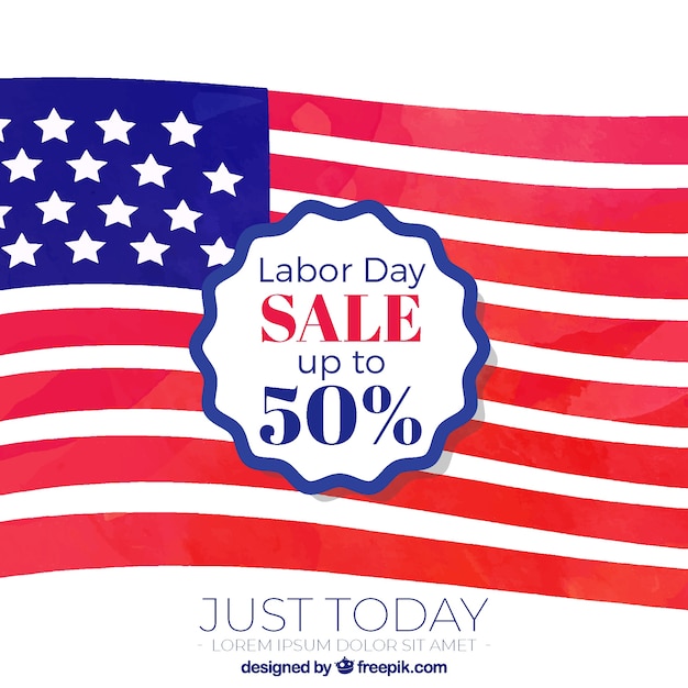 Labor day sale background with flag