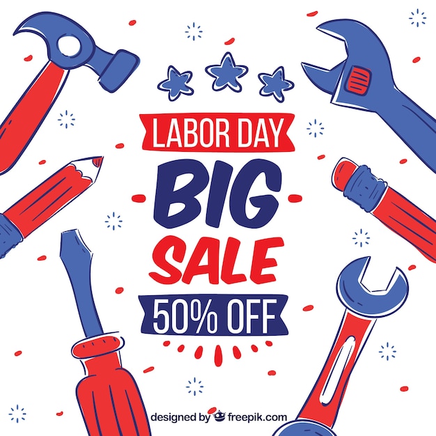 Free vector labor day sale background with tools