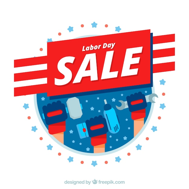 Free vector labor day sale background with tools